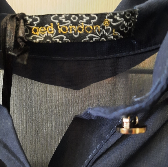 QED London Size L Button Down Sleeveless High-Low Striped Sheer Midi Dress NWT - Picture 3 of 10